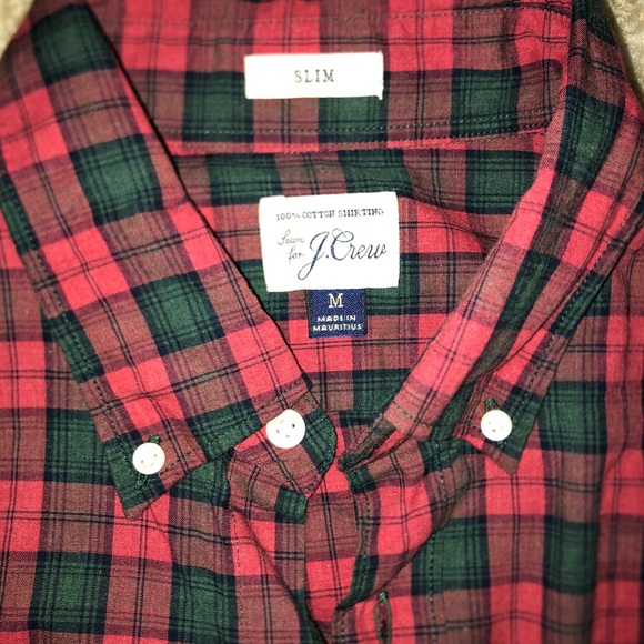 J.Crew Slim Fit Red Plaid Shirt - Size Medium - Picture 3 of 7